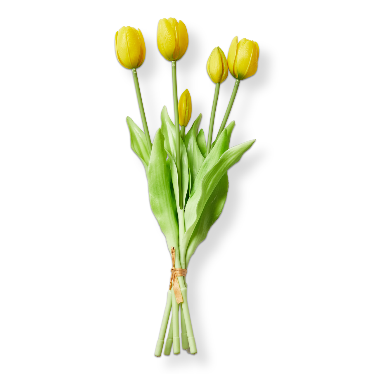 Soft Touch Faux Tulip Bunch - Yellow Artificial Flower Stems for Everyday Decor, 16" Tall, Easy Care